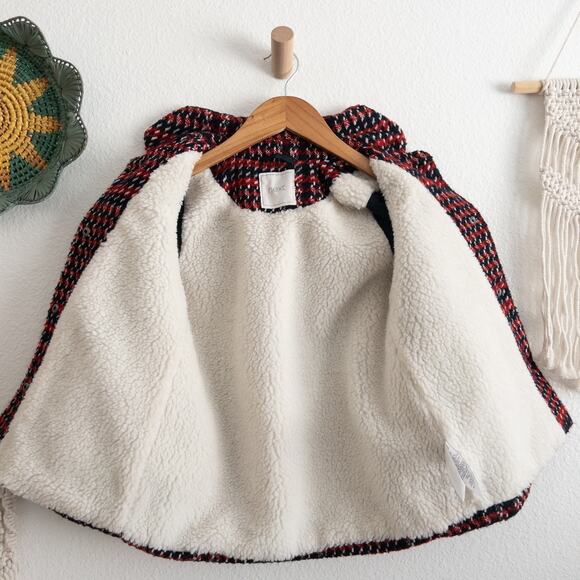 Next Red Blue and White Girl's Wool Blend Peacoat with Sherpa Lining Size 4-5yrs - Picture 6 of 8